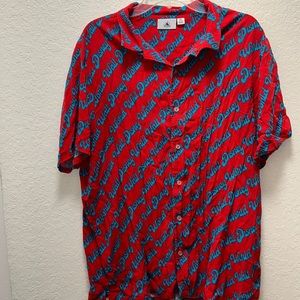 XL Walt Disney World Disney Parks Red and Blue button up shirt